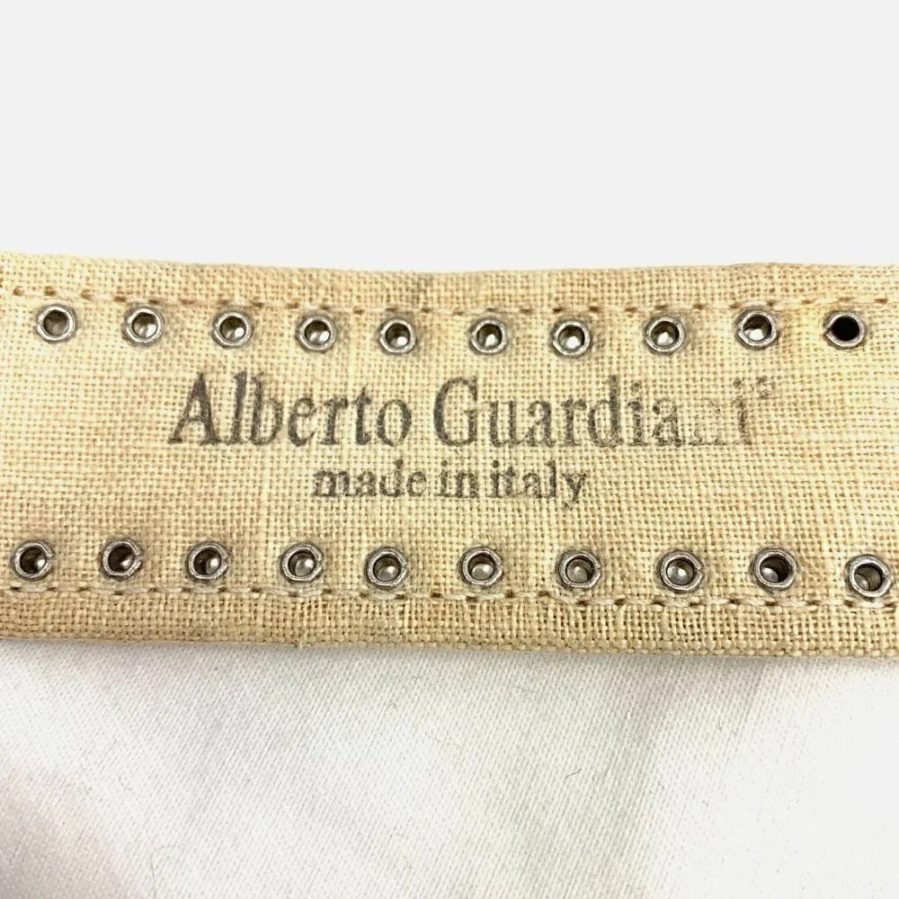 Alberto Guardiani Embellished Snakeskin Embossed Leather Belt Cream, 38